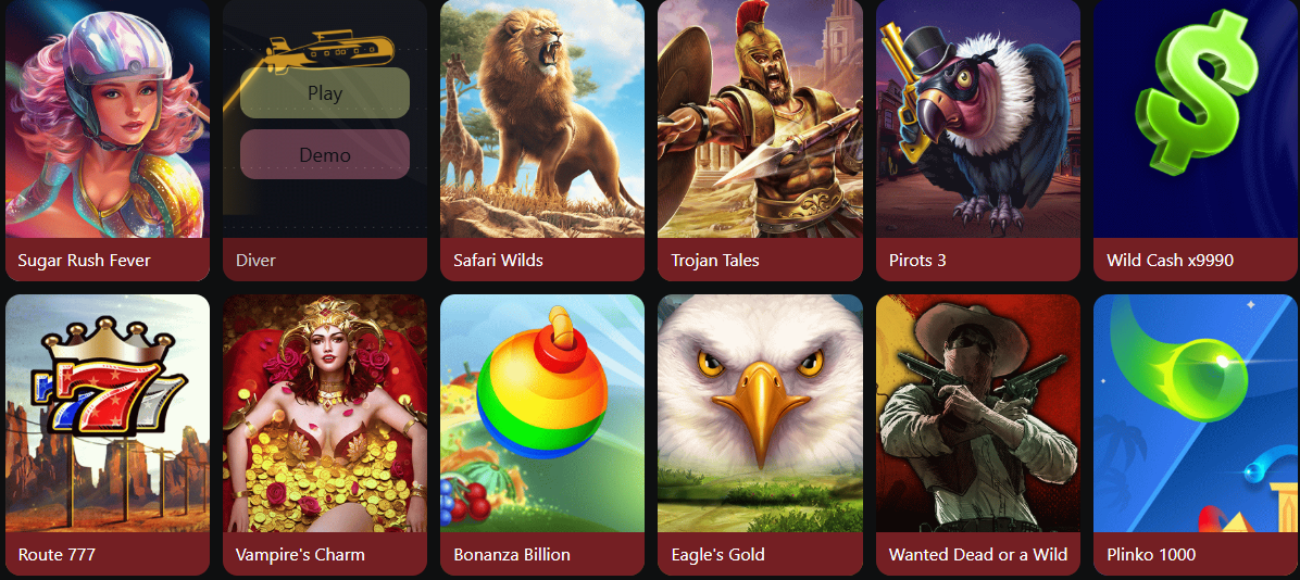 Auswahl an Slots bei Wild Tokyo