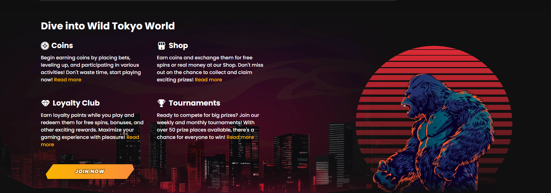 Wild Tokyo Welt — Coins, Shop, Loyalty Club, Tournaments